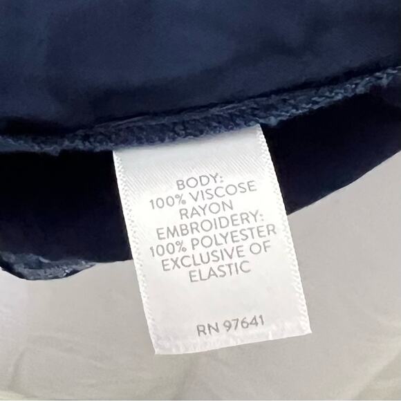 J.JILL / navy blue white embroidered elastic waist sleeveless dress / XS - Picture 6 of 7